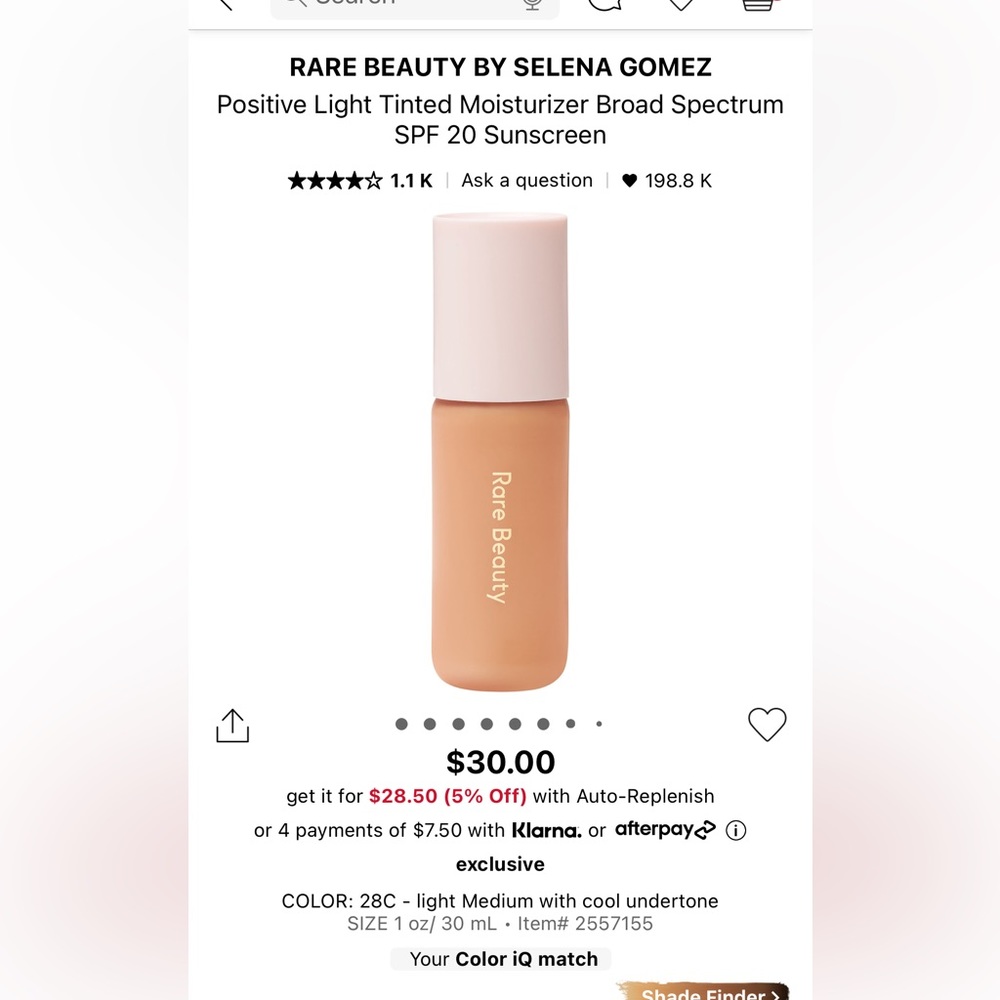 Rare Beauty Positive Light Tinted Moisturizer